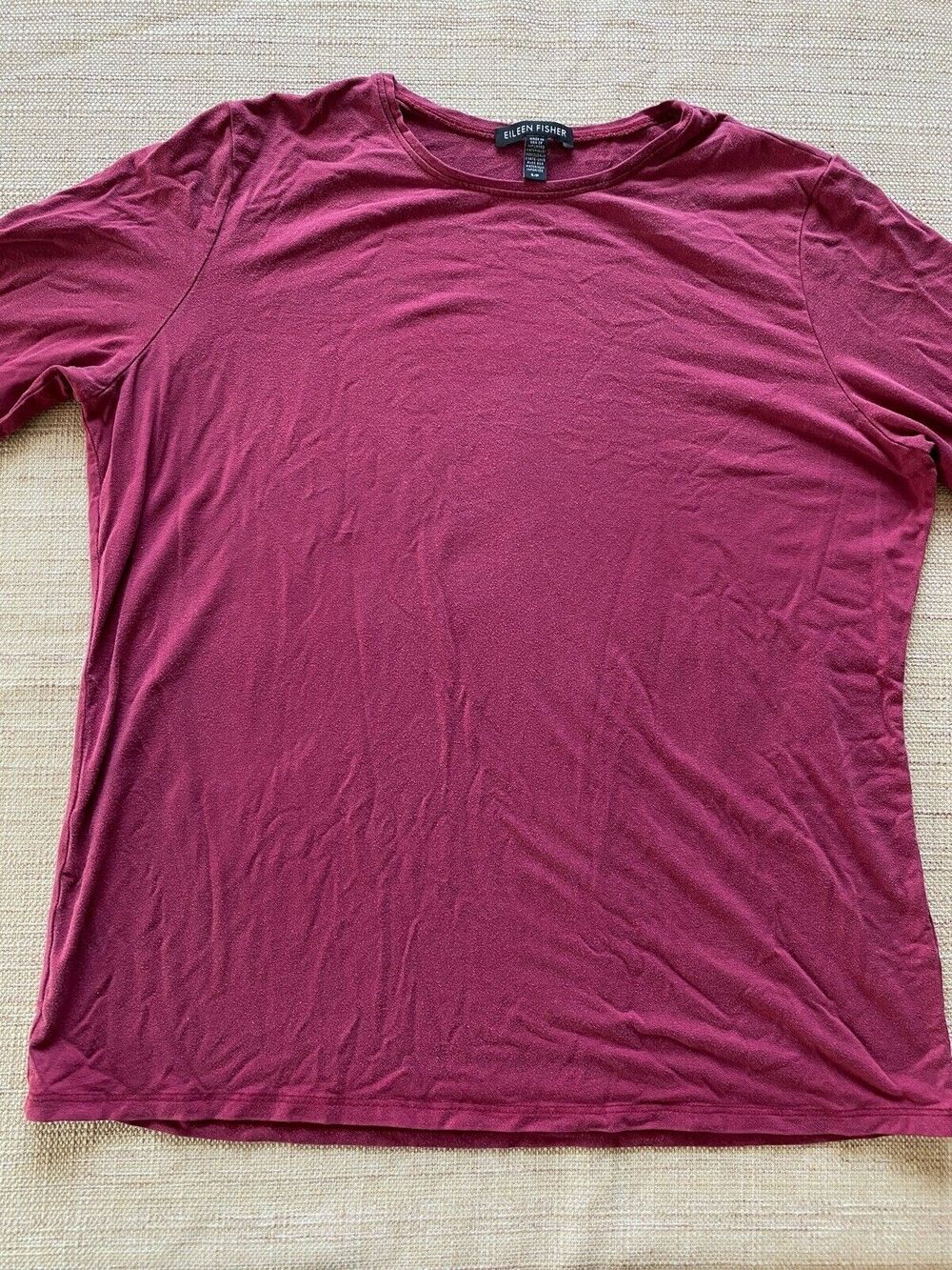 EILEEN FISHER Women's Long Sleeve T-Shirt Burgundy Crew S P
